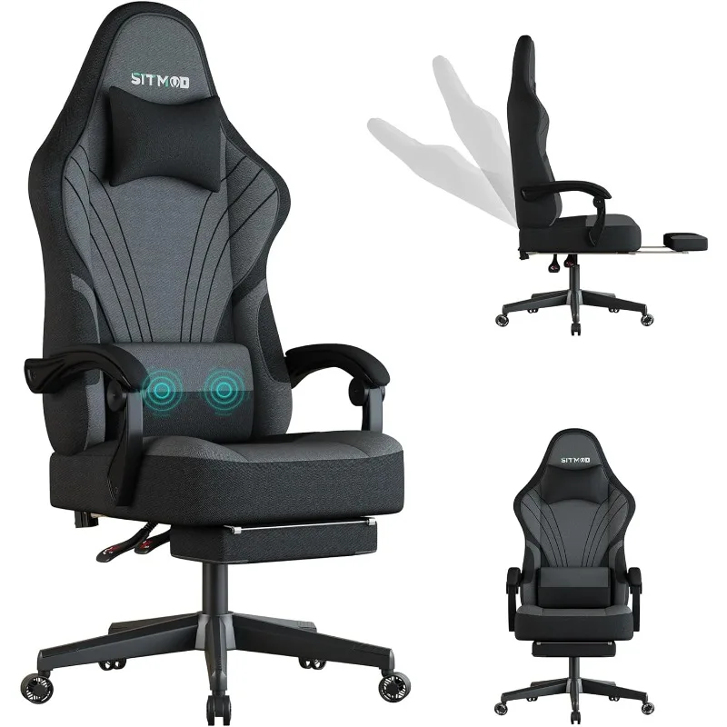 

Gaming Chair,Big and Tall Gaming Chair with Footrest,Ergonomic Computer Chair,Fabric Office Chair with Lumbar Support