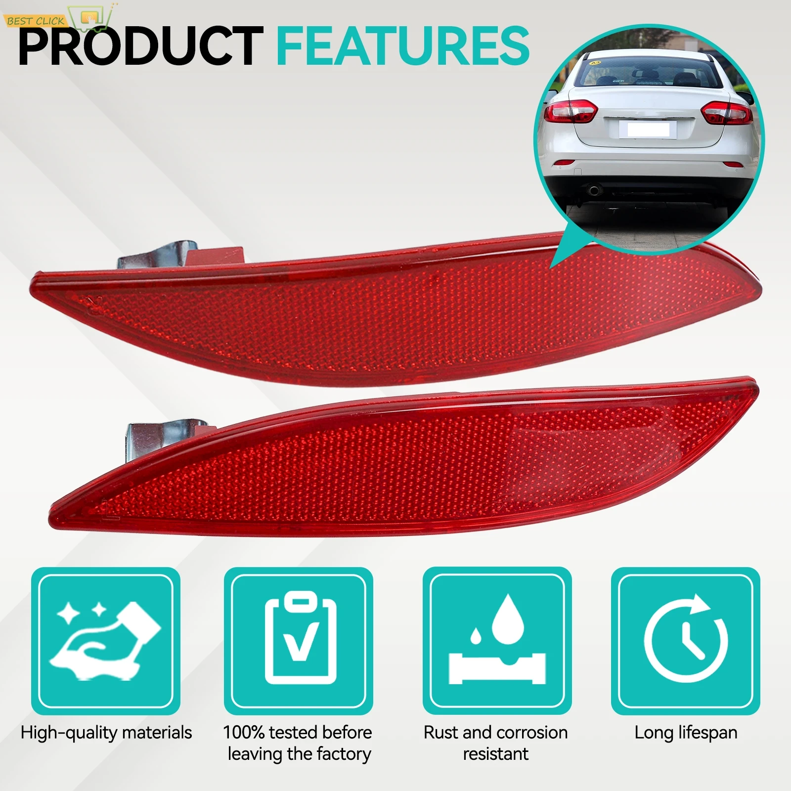 For Renault Megane Mk3 III 2008-2016 Rear Bumper Signal Light Reflector Left Right Car Reflective Strips 265650004R 265600004R
