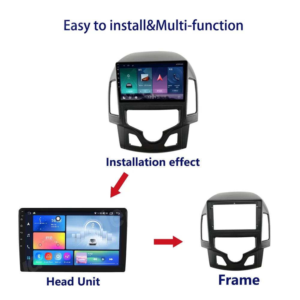 Car Stereo Radio for Hyundai I30 2007-2011 Android Large Screen Navigation Center Control Panel Frame Versatile Set Frame