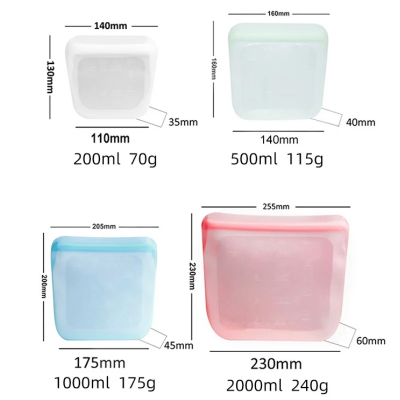 Silicone Storage Bag,Multipurpose Reusable Food Grade Fresh-keeping Containers for Microwave,Refrigerator