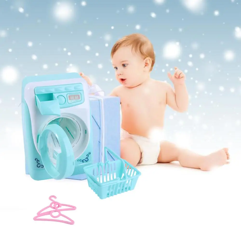 Machine Model Pretend Play Toy Simulation Washing Machine Toys Mini Electric Washing Machine Filling Water Toy Mini Furniture