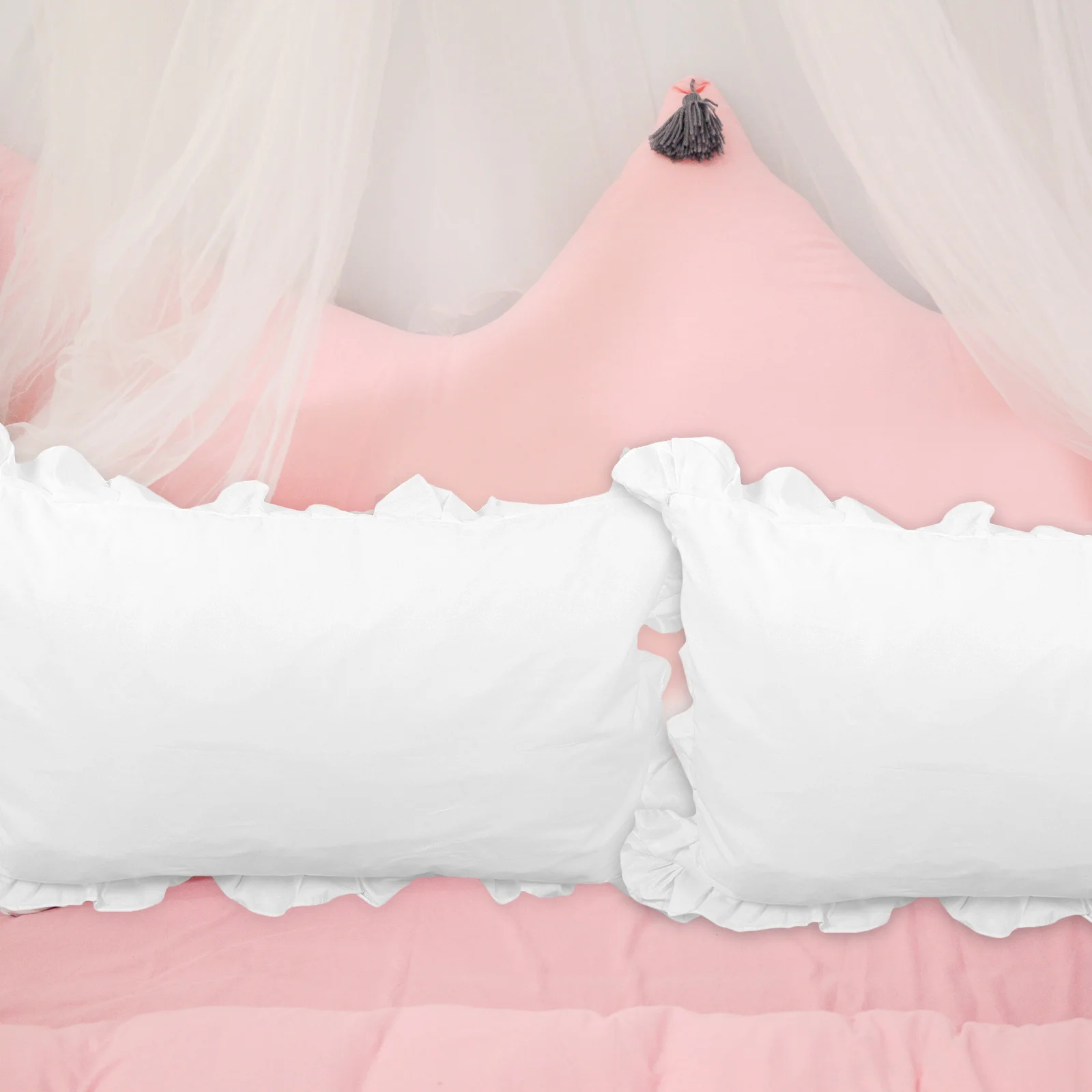 

1Pair Cotton Pillowcases White Lace Pillow Cover Home Bedroom Comfortable Washable Decorative Cushion Protector