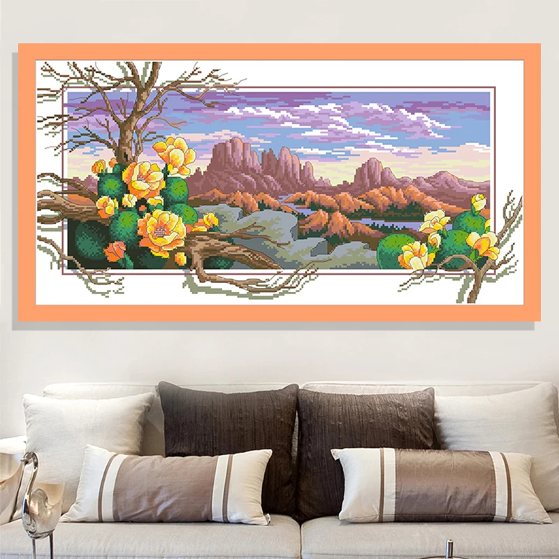 Majestic Mountains Counted Cross Stitch Kits Pattern Printed Canvas Embroidery Package 11CT 14CT DIY Crafts Home Decor Painting