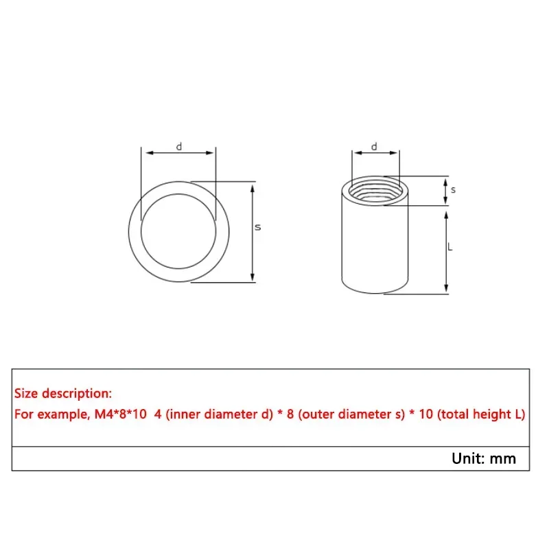 M2 M2.5 M3 M4 M5 M6-M16 Knurled Round Coupling Nut 304 Stainless Steel Extended Cylindrical Flat Head Knurled Mesh Nut