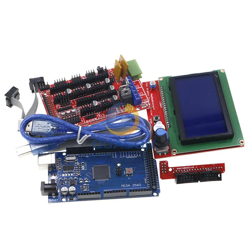Mega 2560 R3 Mega2560 REV3 + 1Pcs Ramps 1.4 Controller + RAMPS1.4 Lcd 12864 Lcd Voor 3D Printer Kit reprap Mendelprusa