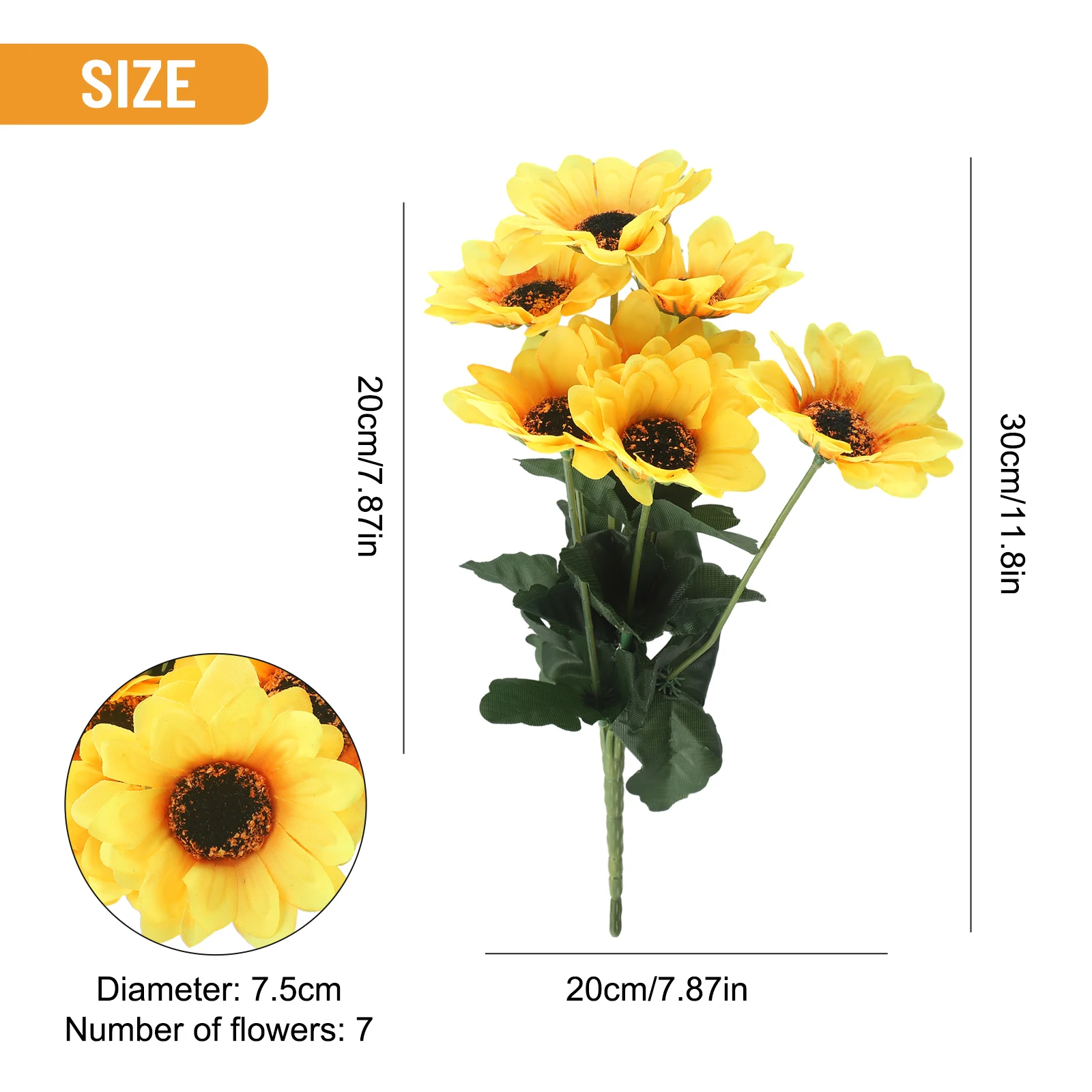 Fake Flower Artificial Sunflower Room Yellow 7 Heads Christmas Daisies Garden Wedding Party Decor Leaf Outdoor Plant