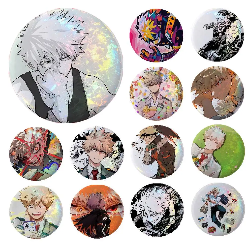Coo Animel-Katsuki BakugoS Anime Game Laser Double Flash Tinplate Badge Cartoon Character Pin Brooch Fan Collectible Cosplay Mer