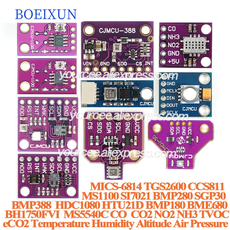 2pcs/1pc MICS-6814 Nitrogen Carbon Gas Sensor Air Quality CO NO2 NH3 TGS2600 CCS811 BME680 Temperature Humidity Height Detection