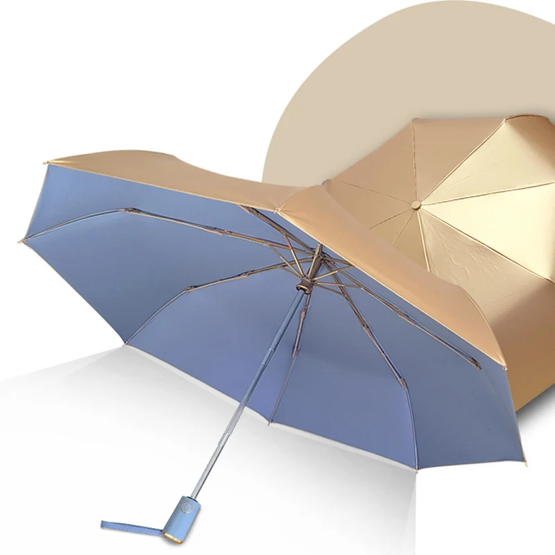 Fully Automatic Woman Business Rain Umbrella Outdoor Travel Foldable Sunshade Windproof Rainproof Sun Parasol Gold Men Gift