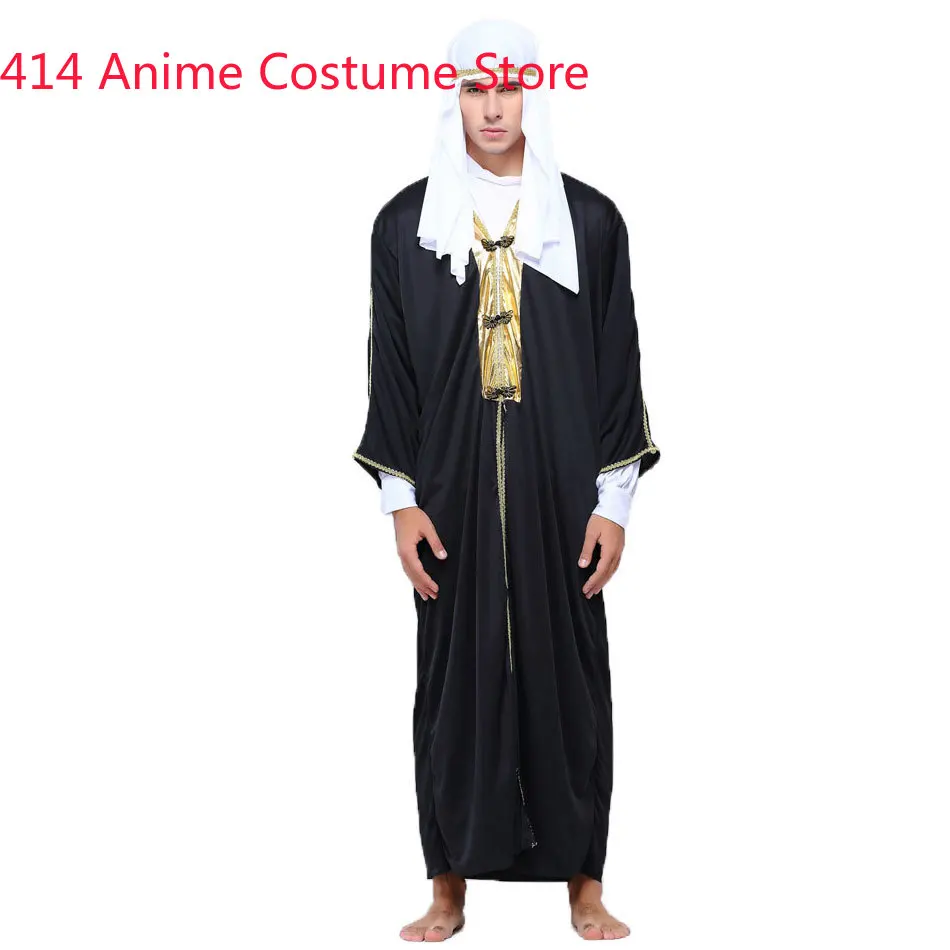 Arab Arabian Sheik Costume Robe Novelty Sultan Costumes for Men Fancy Carnival Halloween Purim Party Cosplay