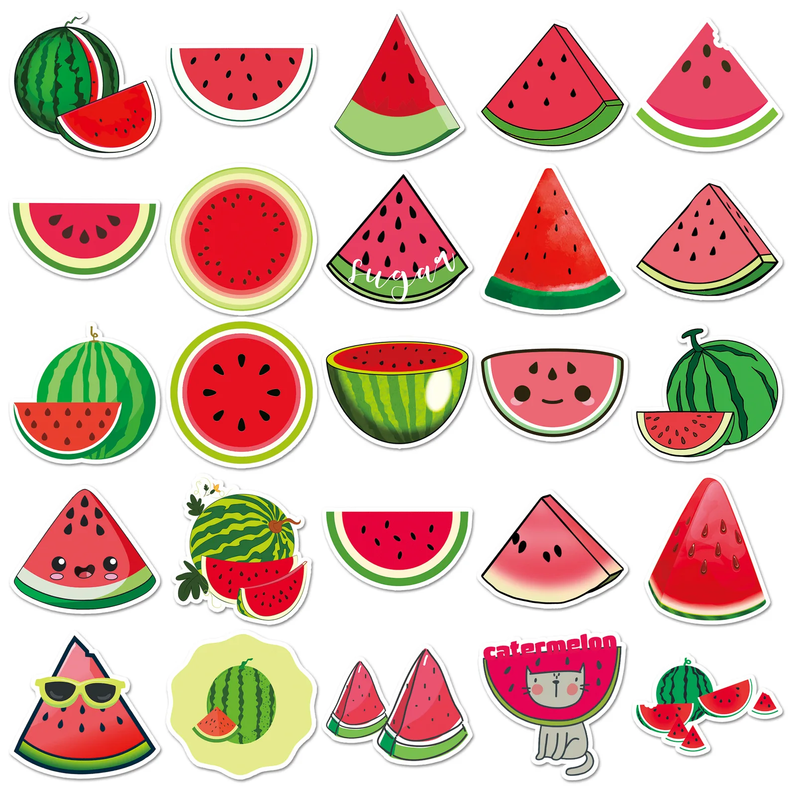 50PCS Watermelon Cartoon Stickers Cool Summer Fruit Graffiti DIY Decoration Suitcase Laptop Phone Guitar Car Bike Decals Toys