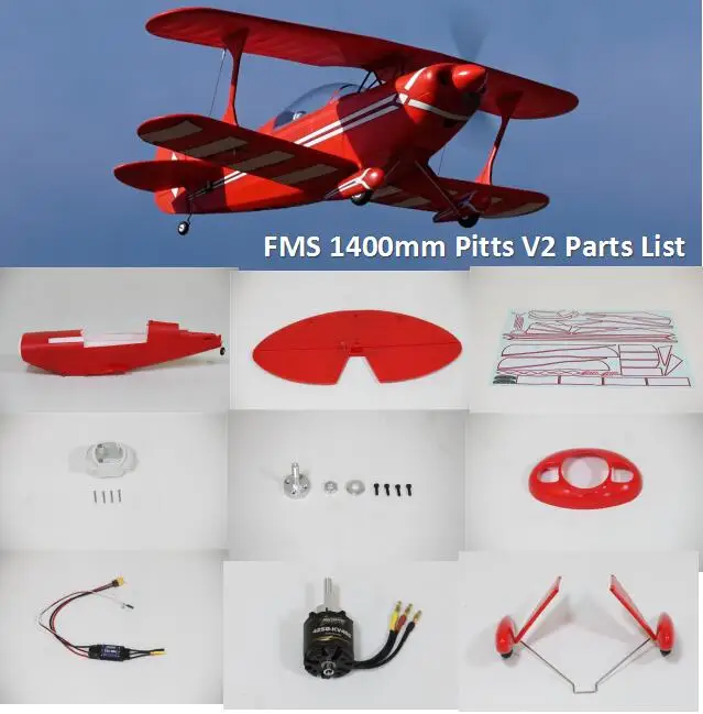 FMS 1400mm Pitts Parts Propeller Spinner Motor Shaft Mount Board Landing Gear ESC RC Airplane Model Plane Aircraft