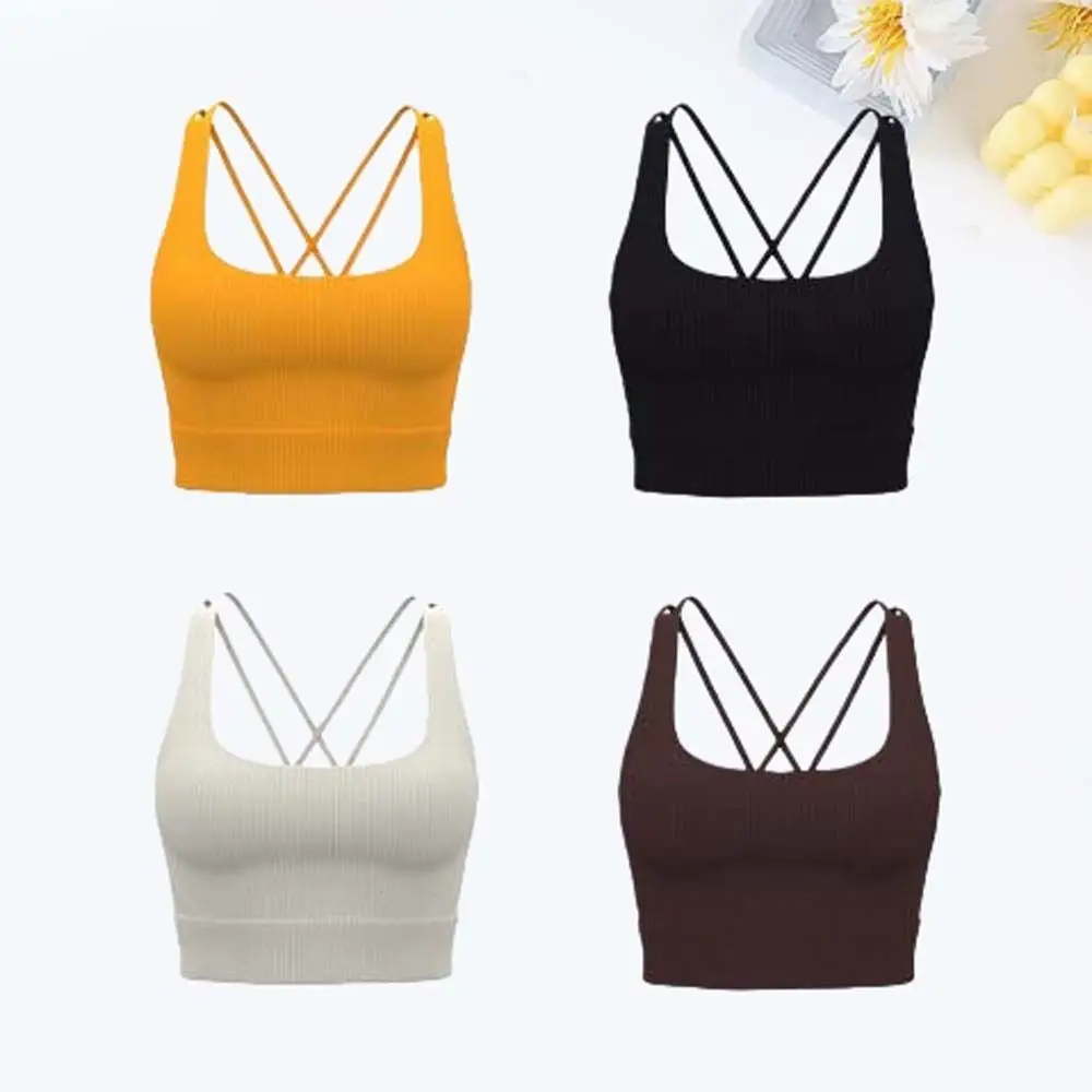 

Женский спортивный бюстгальтер для йоги с перекрестным рисунком и фиксированными подушечками, противоударное нижнее белье для йоги, бюстгальтер со встроенным фиксированным бюстгальтером, нижнее белье