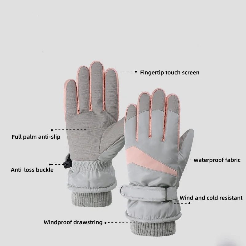 Outdoor sports ski gloves men\'s fall and winter riding padded and thickened cold and wind wear touch screen gloves female