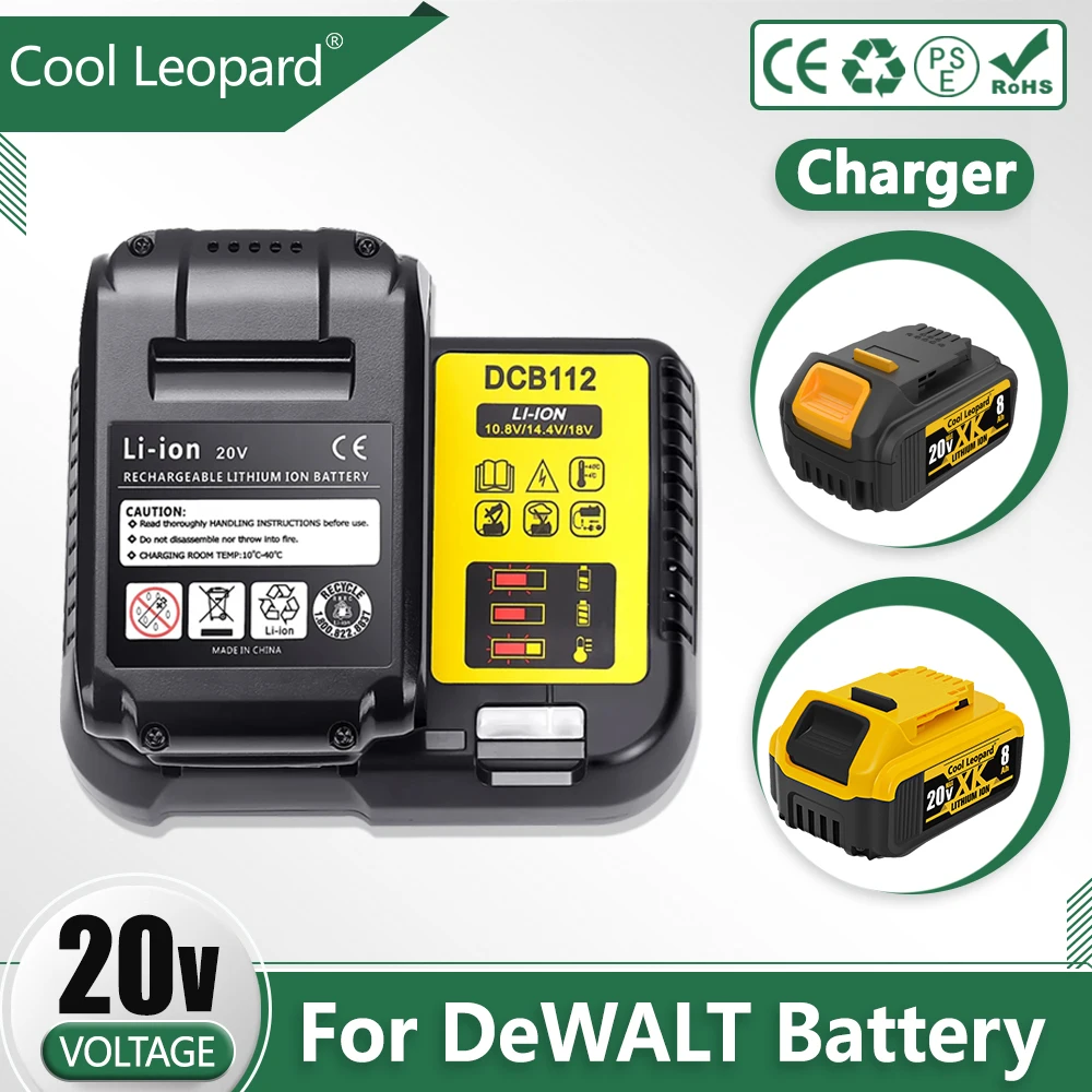 Cargador de batería de litio DCB112 para Dewalt, 12V, 14,4 V, 18V, 20V, DCB206, DCB205, DCB204, DCB203, DCB120,DCB107, DCB115, DCB105