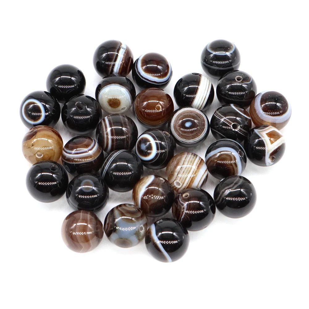 6/8/10/12/14/16mm Natural Stones Black Striped Agate Beads Healing Crystals Loose Spacer Bead for Jewelry Making DIY Accessories