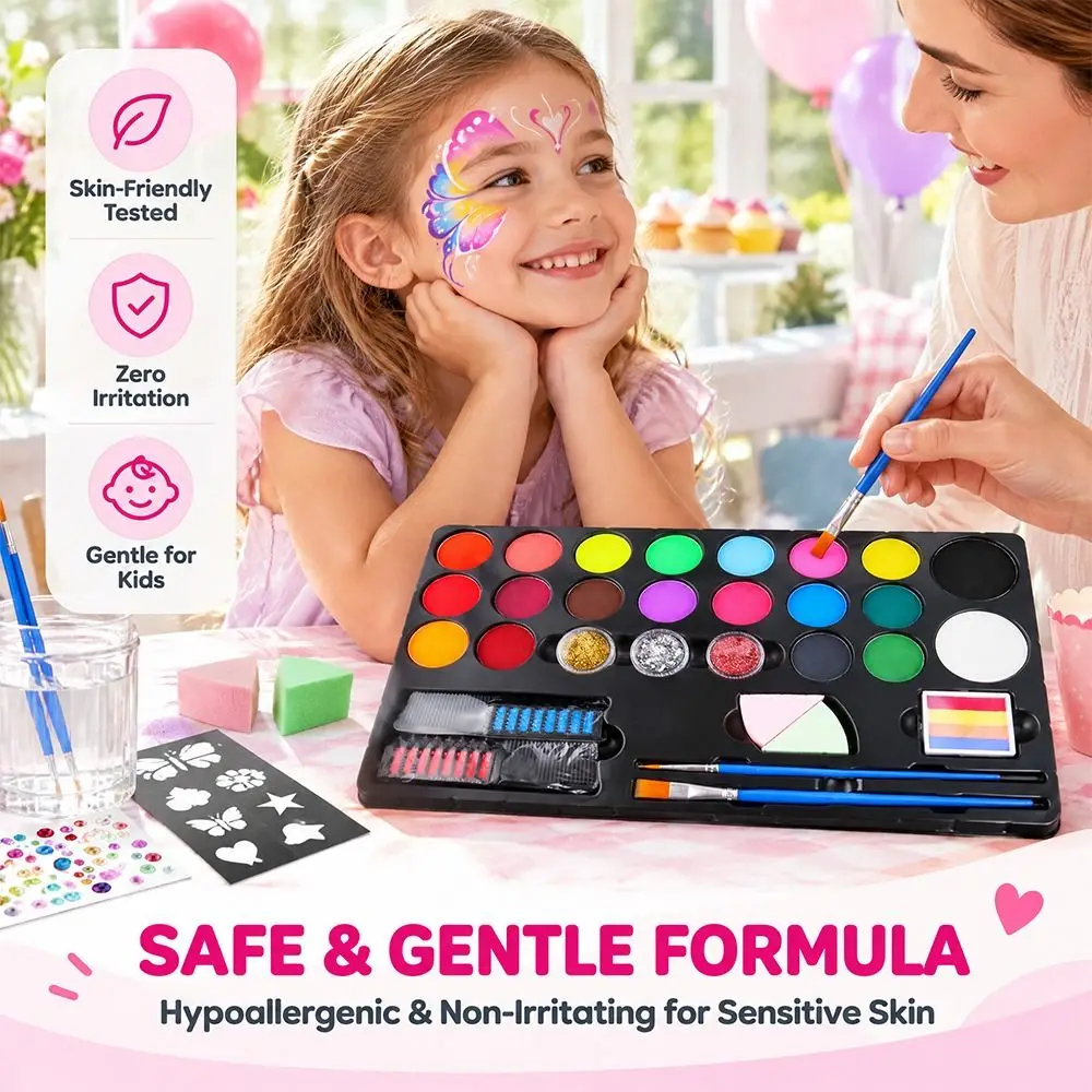20 Colors Watercolor Paint Set Vivid Colors Solid Pigment Watercolor Pigment Set Stencils Glitter Paint
