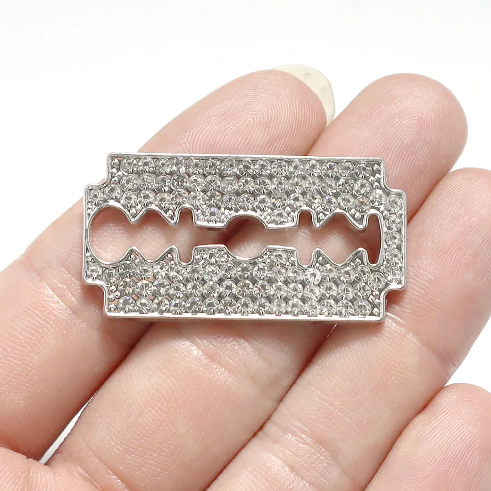 WZNB 5Pcs Crystal Razor Blade Charms Geometry Alloy Pendant for Jewelry Making Diy Earring Bracelet Necklace Handmade Accessory