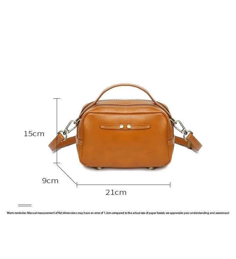 Leather crossbody bag, versatile and fashionable handbag, small and fresh top layer cowhide, high-end small square bag