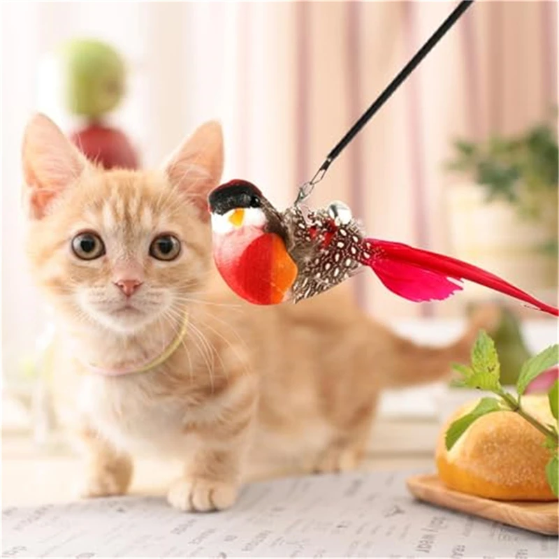 Cat Toys Suction Cup Cat Teaser Stick Removable Handheld Interactive Toy Can Adsorb Hold Steel Wire Cat Teaser Stick Pet Supply