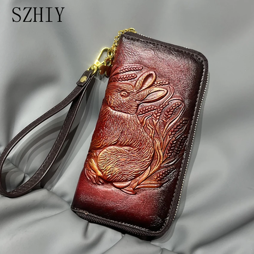 

Vintage Long Wallet Ladies' Wallet Luxurious Designer Storage Phone Bag Mother's Gift Rabbit Pattern Office New Wrist Purse
