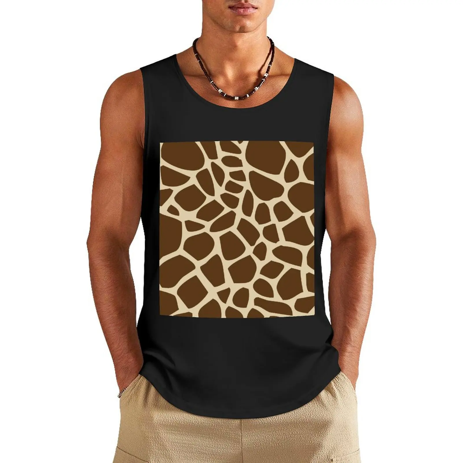 

Giraffe Pattern Tank Top fitness clothing for men summer clothes T-shirt sports male top