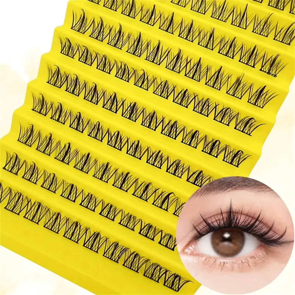 100 Cluster Wimpern, DIY Cat Eye segmentierte Wimpern Cluster flauschige natürliche weiche Faux Nerz falsche Wimpern, einzelne Wimpern