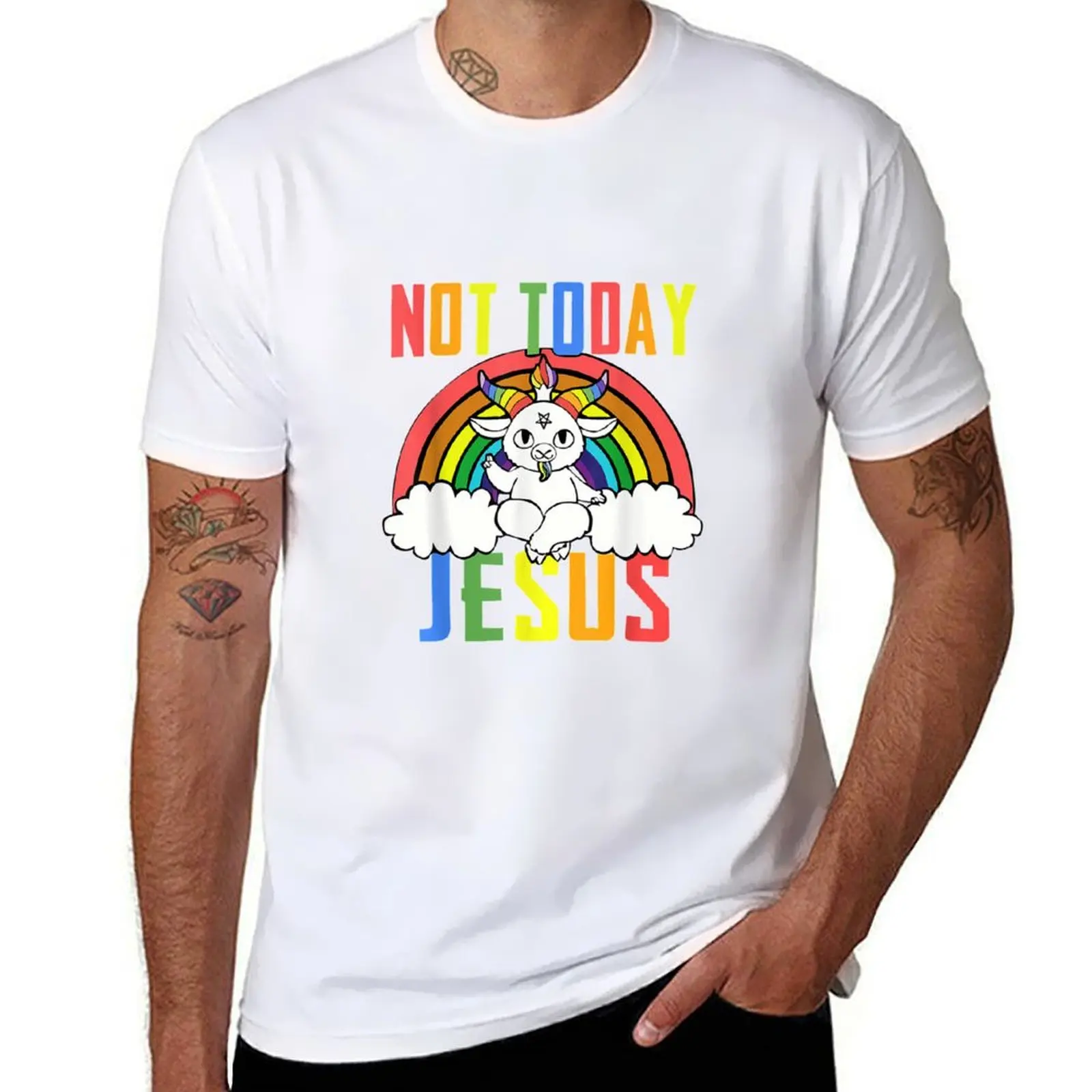 

Unicorn Rainbow Not Today Jesus T-Shirt man t shirt summer t shirts for man slim fit T-Shirt