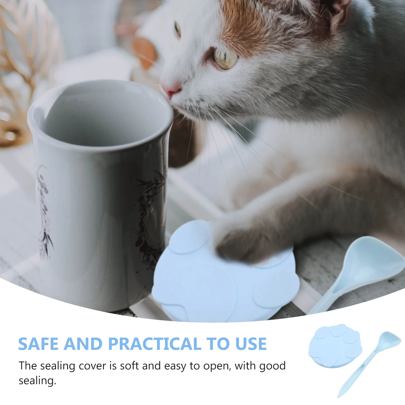 

1Set Pet Food Can Cover Spoon Set Silicone Sealed Lid for Refrigerator Storage Easy Open 3 Size Fit Scoop Tool