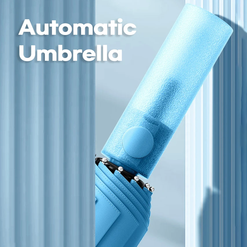 Automatic Umbrella Woman Creative Translucent Handle 12 Bones Umbrella Windproof Strong Anti UV Sun Umbrella 