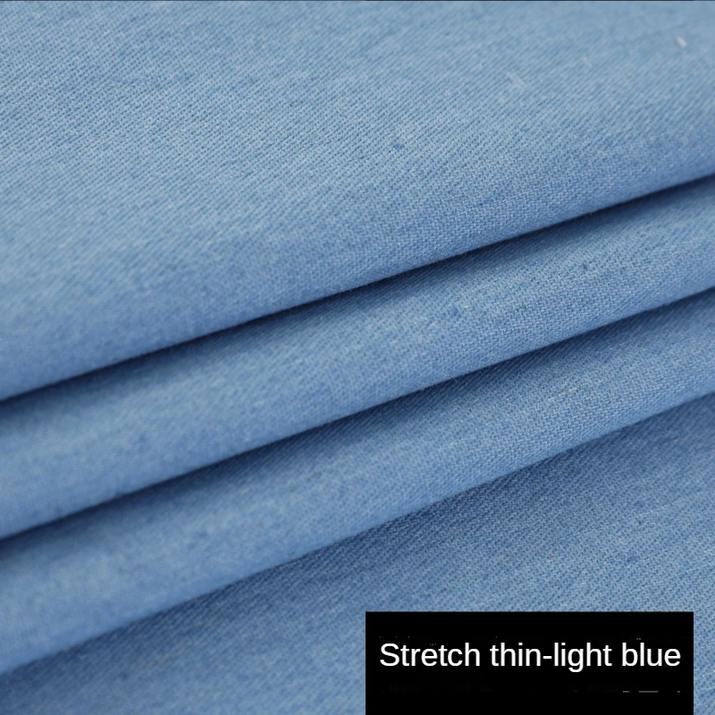 Washed Denim Fabric By The Meter for Sewing Jeans Shirts Clothing Polyester Cotton Diy Thin Thickend Micro Stretch Plain Summer