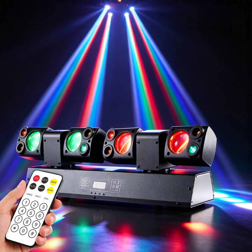 RGBW LED Disco Light Music Sync Dynamic Dance Lamp Master-Slave Mode Laser Effect Beam Show for Home Party Holiday Ambient