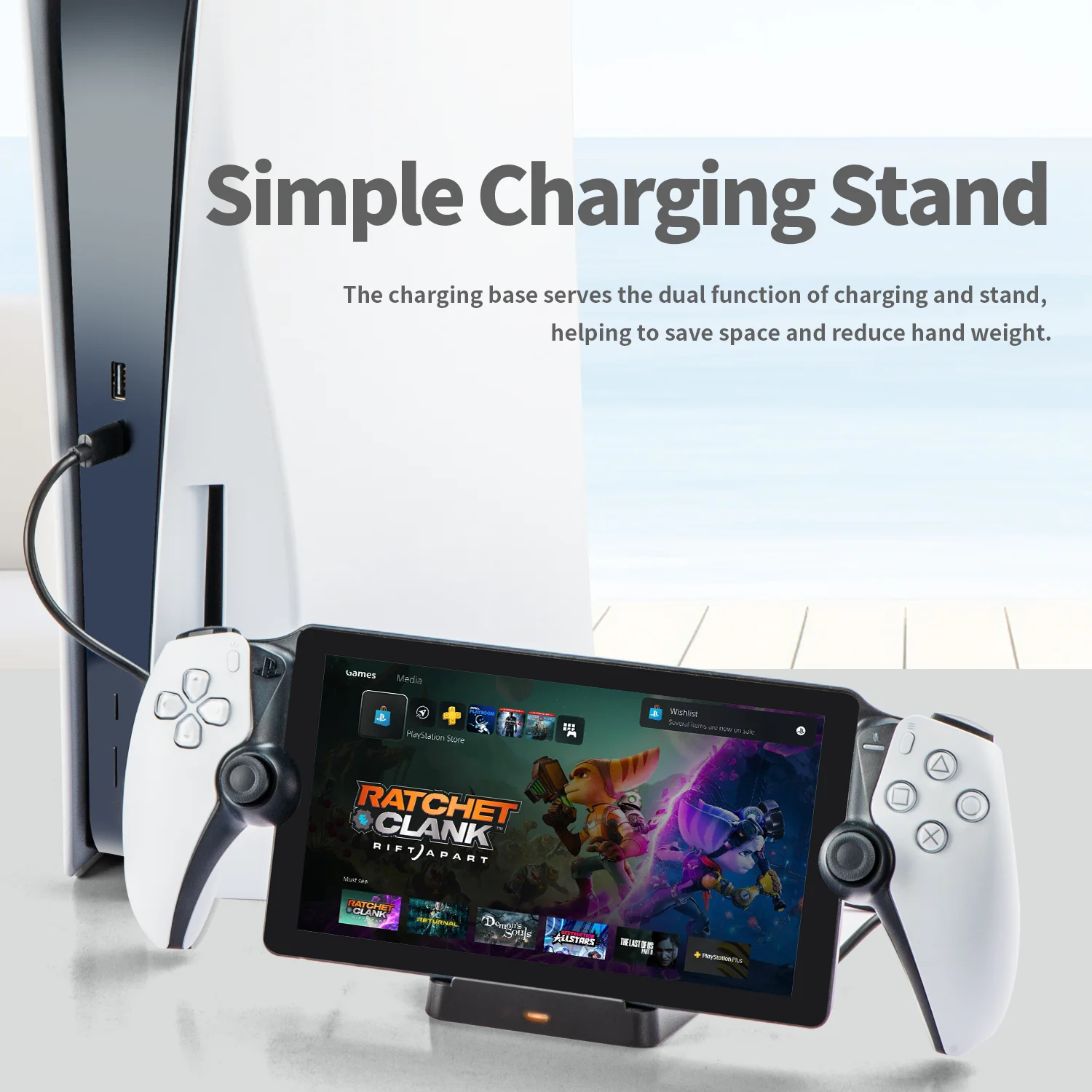 RGEEK TP5-3553 FOR PS5 Portal Handheld Charging Dock Magnetic Type-C Streaming Handheld Dock Charger FOR PlayStation Portal