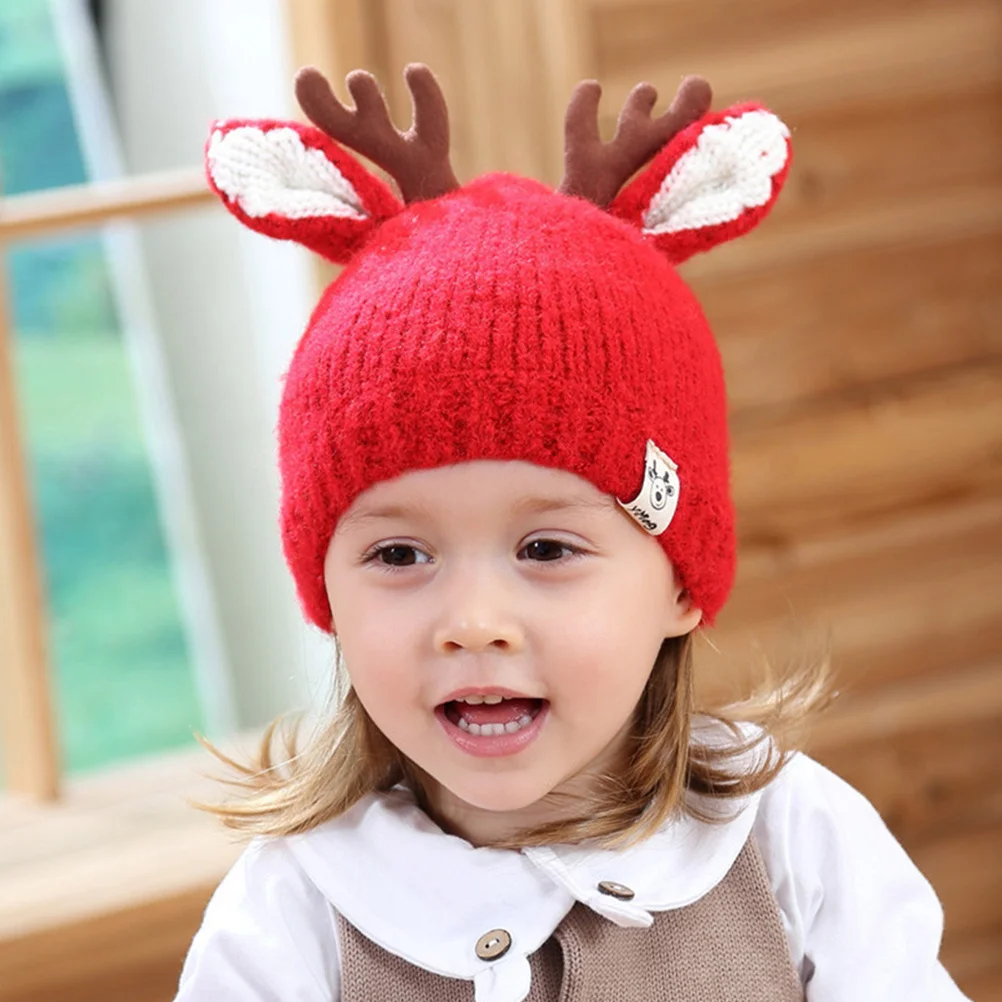 

2Pcs Children Woolen Winter Hat Thick Knitted Cartoon Fawn Warm Cap Knit Hat for Cold Cartoon Hats Winter Knitted Cap