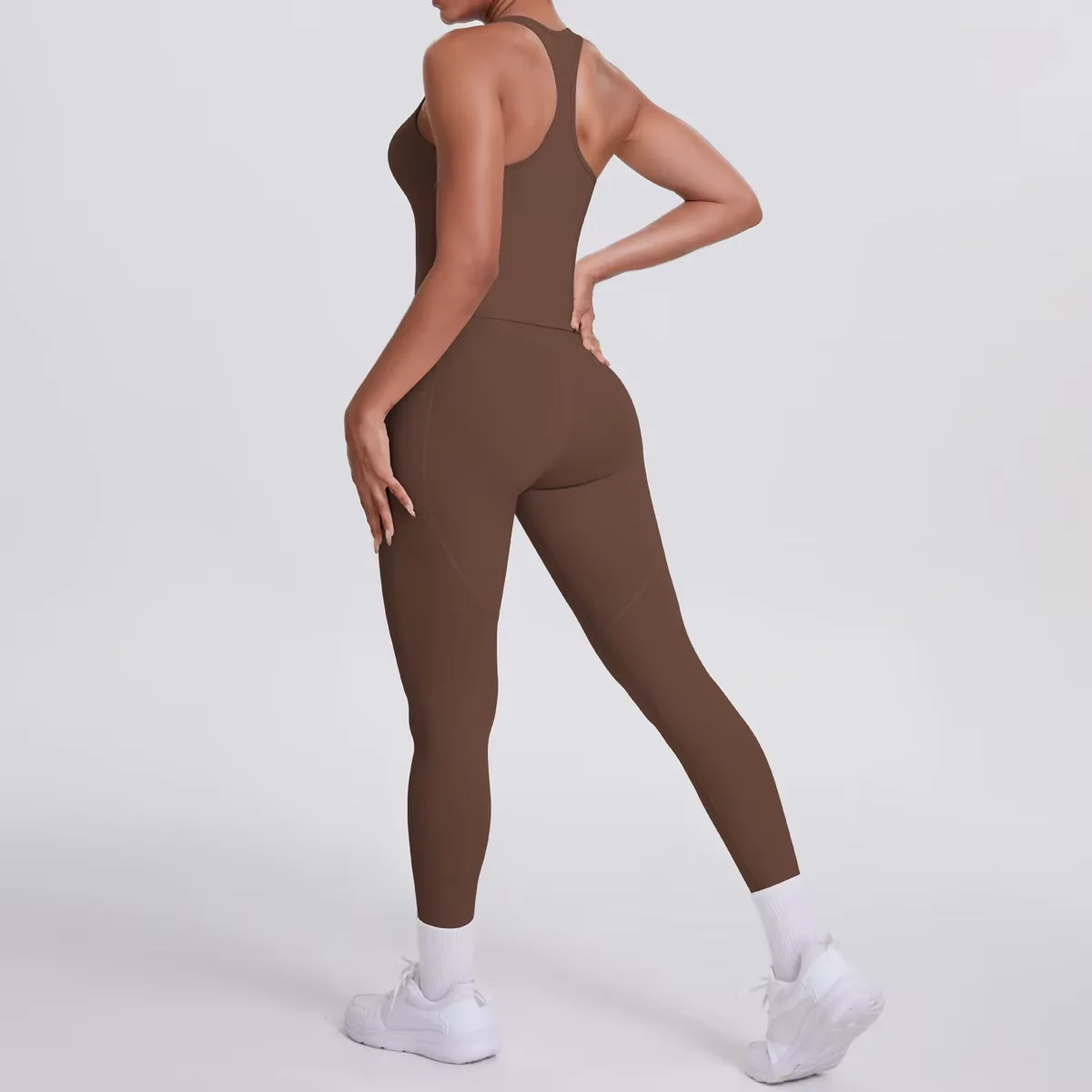 Women's Seamless Yoga Set Crisscross Tank Tops & Side Pocket Leggings Breathable Lightweight for Gym Running