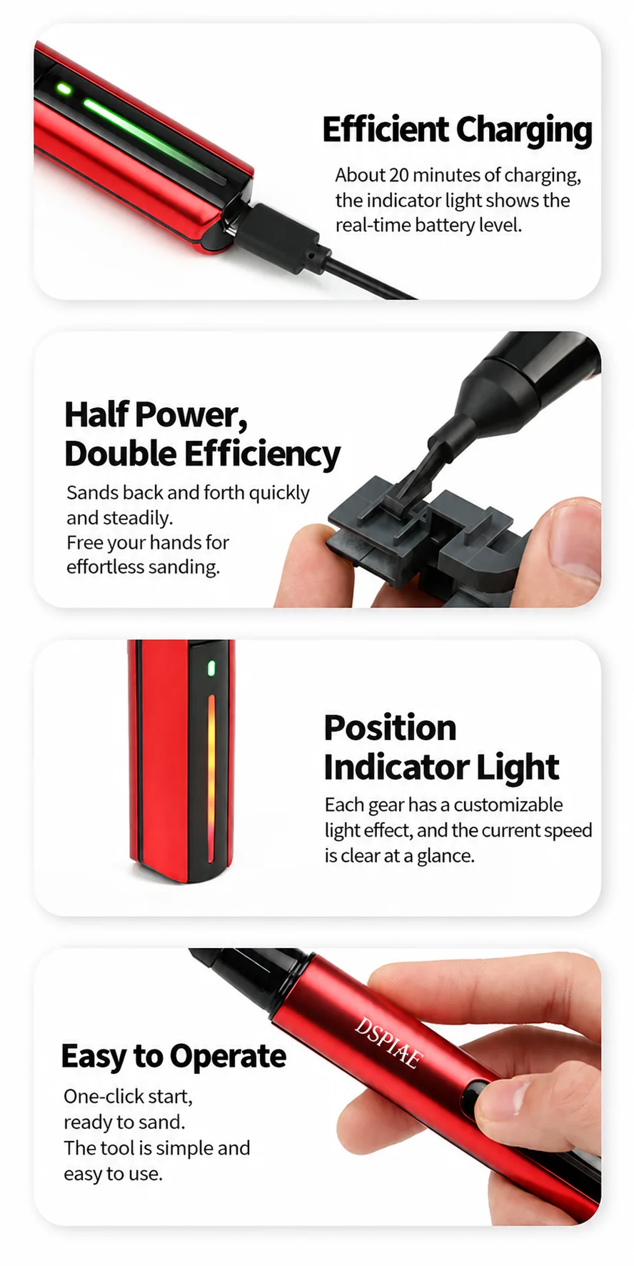 ES-A Electric Reciprocating Sanding Pen Precision Sander Polishing Tool for Model Kit Nub Removal Hobby Craft Finishing