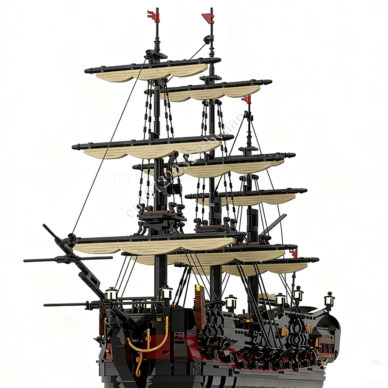 3794PCS MOC The Red Knight Pirate Ship Building Blocks Set Terrible Boat Bricks Toys Children Halloween Birthday Gifts Kids Gift