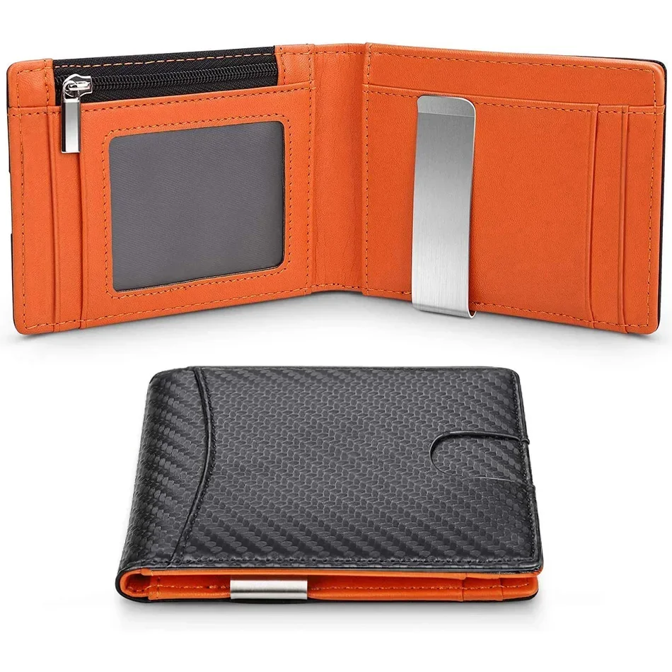 RFID Carbon Fiber Men's Wallet Card Holder Multifunctional Ultra-thin Mini 7 Card Slot/short Card Bag Portable Men's Money Clips