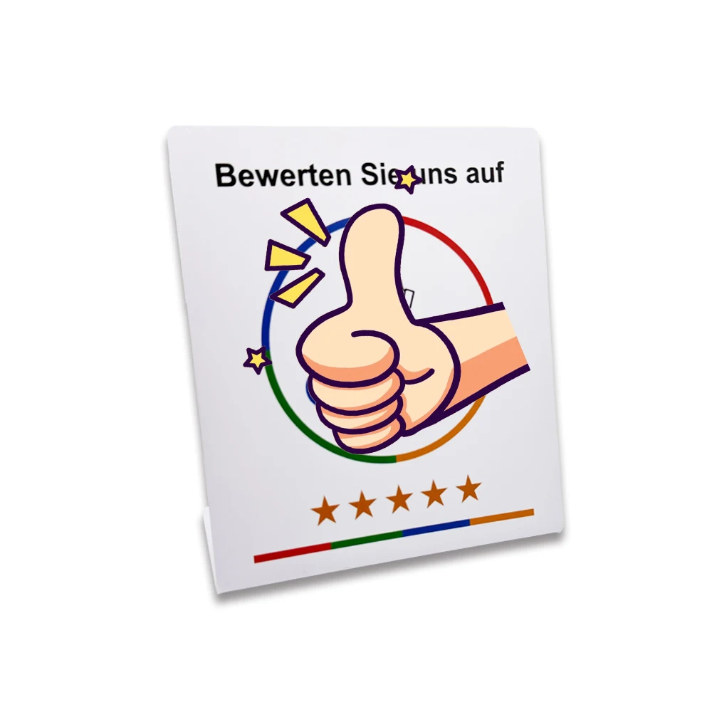 NFC215 Tap Stand الألمانية الفرنسية الإسبانية الإنجليزية 8 نسخة Google Review NFC Stand NFC عرض الطاولة للمطعم