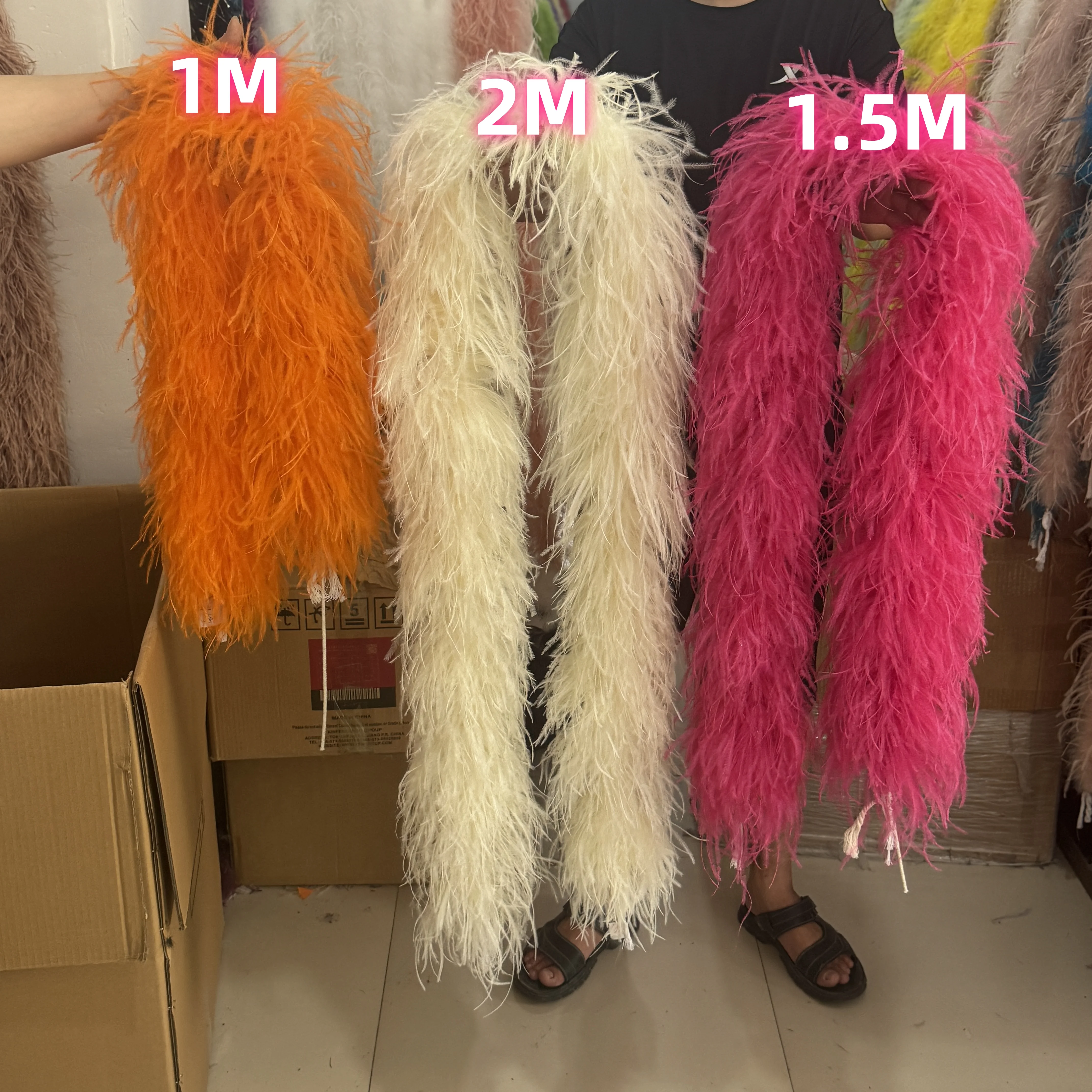 

Fluffy Ostrich Feather Boa 10PLY Customized 0.5 To 3M Ostrich Feather Trim Shawl for Party Wedding Dress Sewing DIY Decoration