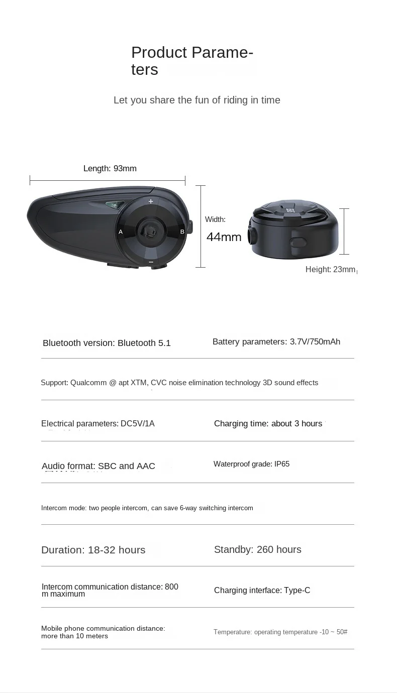 Q7 auriculares inalámbricos con Bluetooth para dos personas, intercomunicador desmontable para motocicleta, manos libres con micrófono, 7 unidades