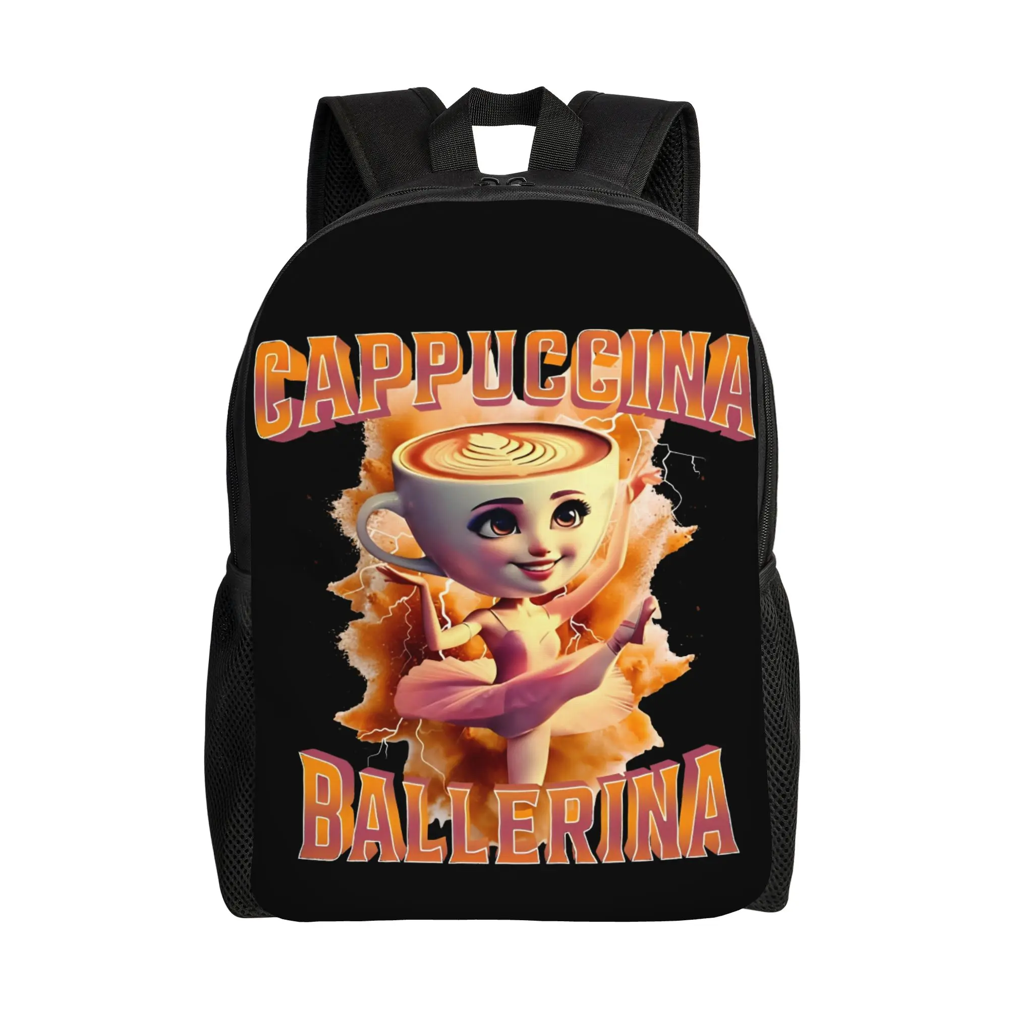 

Рюкзак Ballerina Cappuccina Coffee Meme: Повседневный, для студентов и бизнеса, итальянский дизайн, для ноутбука, из холщовой ткани, легкий