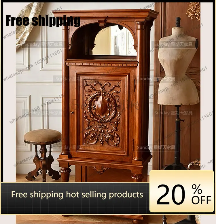 Factory Direct Medieval Style Carved Locker Court Style Living Room Complete Locker