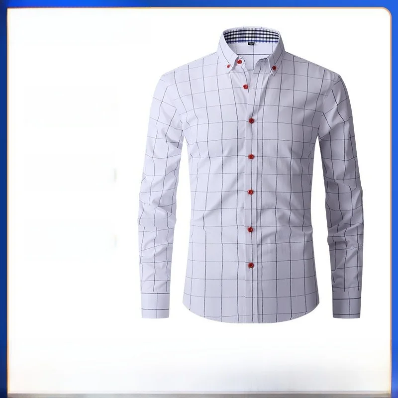 

Long Sleeve Men's Cotton Polyester Shirt Business Style Wear Resistant Comfortable Fit Chinese Brand Clothing