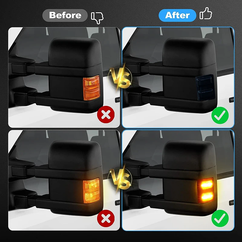 iJDM Amber Yellow  LED Side Mirror Marker Lamps Compatible With For 2008-2016 Ford F250 F350 F450 F550 Turn Signal Lamp 12V
