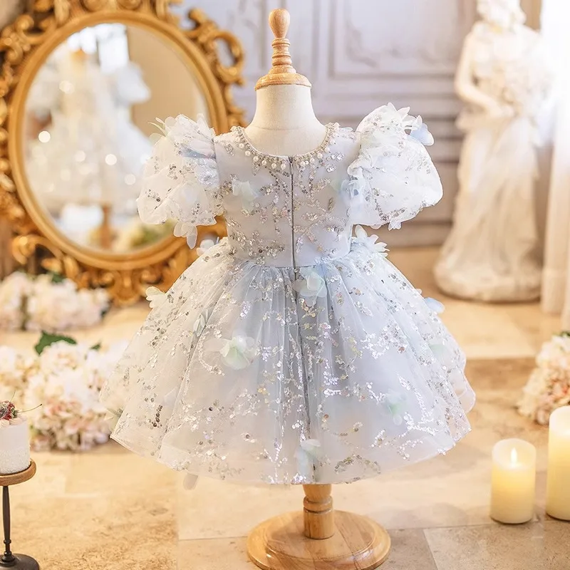 

Маленькое платье с цветочным узором для девочек, платье принцессы для девочек, свадебное платье в лесном стиле, пышный детский костюм для выступлений Baby Fi