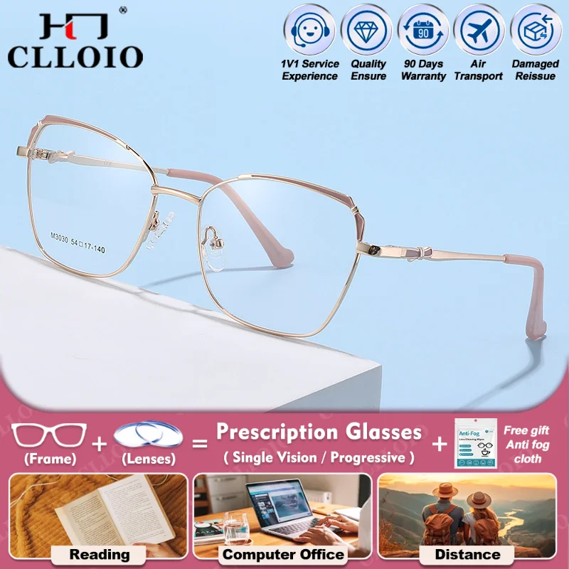 

CLLOIO Fashion Lady Cat Eye Frame Design Anti-blue Light Reading Glasses Women Myopia Prescription Progressive Computer Eyeware
