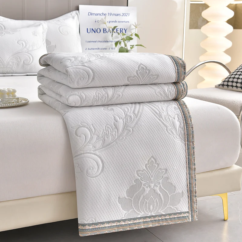 Imagem -04 - Bonenjoy-colcha Jacquard Pele-friendly Cobertores de Toalha Estilo Simples Xadrez Solteiro Rainha Cobertor de ar Condicionado