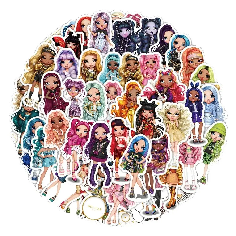 50pcs Cartoon Cute Rainbow Doll Personalized Graffiti Creative Stickers Computer Waterproof Stickers