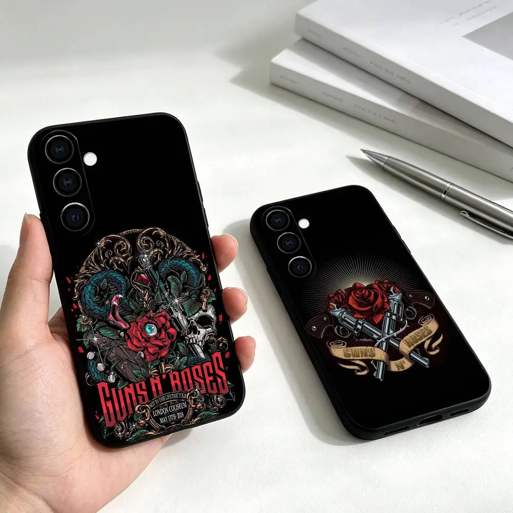 Rock Band Guns N' Roses Phone Case Black Silicone Soft For Samsung Galaxy A73,A72,A71,A70,A53,A52,A51 Gift